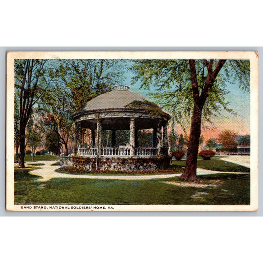 Hampton VA Virginia National Soldiers' Home Band Stand 1921 White Border Postcard