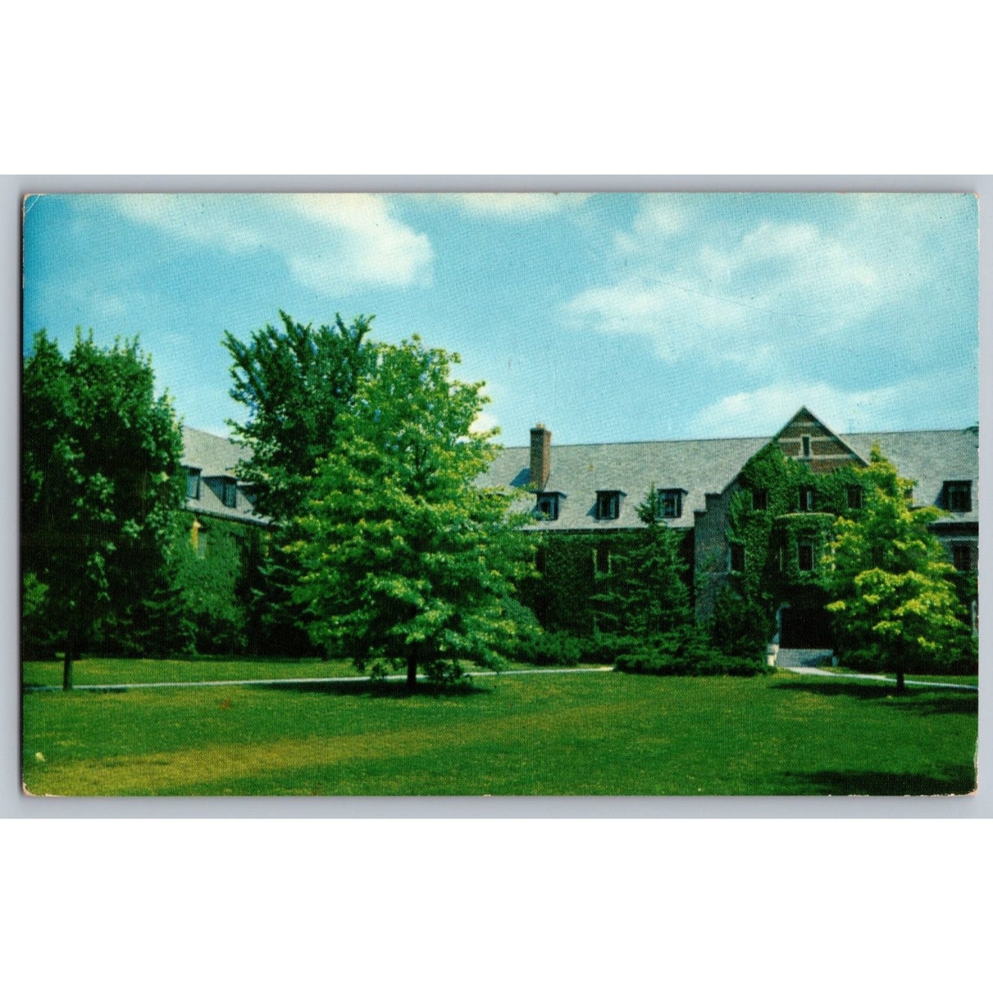 East Lansing MI Michigan State College Mason Abbot Men's Hall Chrome Postcard