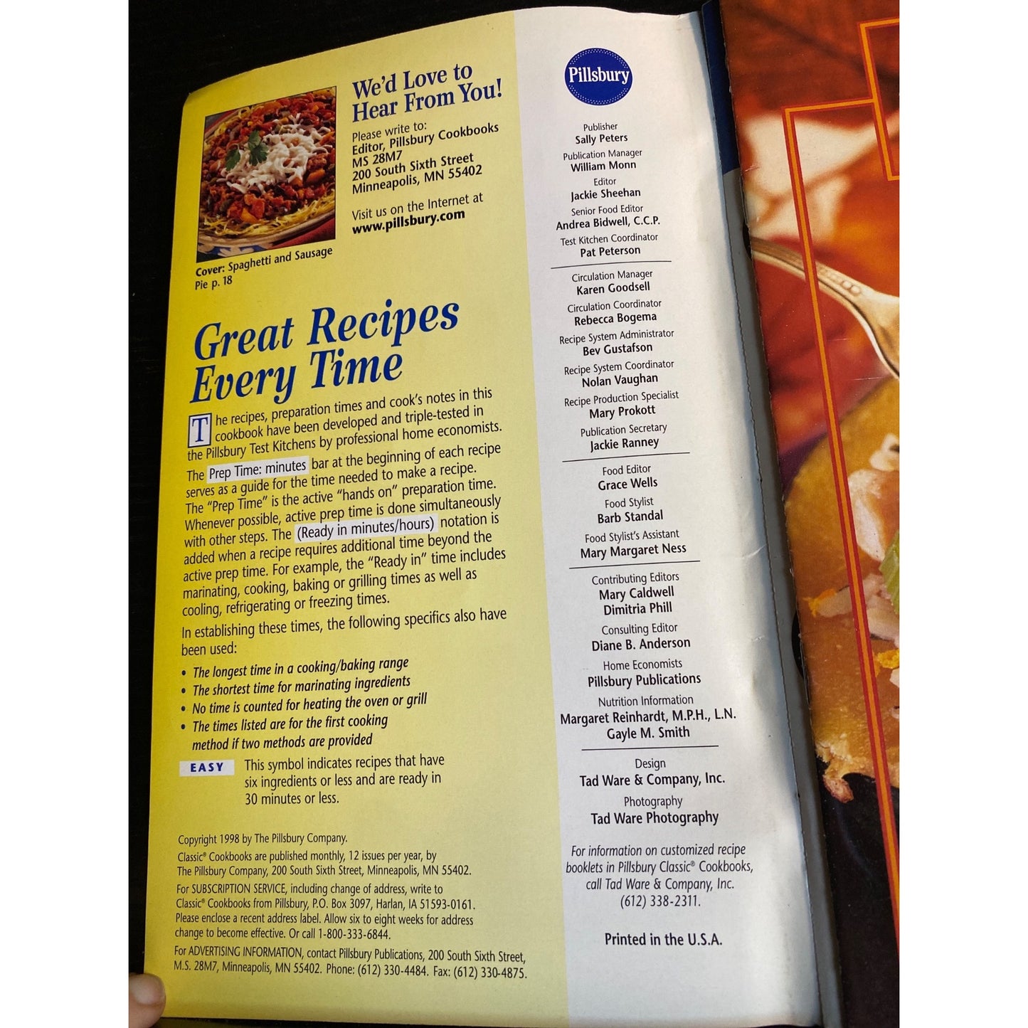 Pillsbury 1988 Classic Casseroles Cookbook With A Photo Of Every Recipe