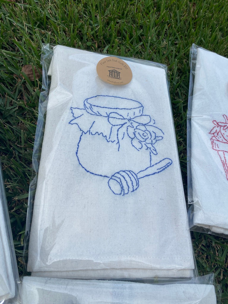Hand Embroidered Flour Sack Dish Cloth