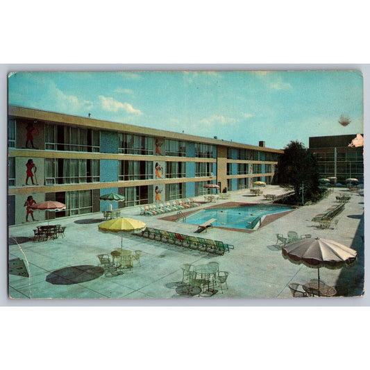 Cleveland OH Ohio Sahara Motor Hotel Poolside 1950s Chrome Postcard