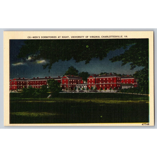 Charlottesville VA Virginia University of Virginia Men's Dorm Night Postcard