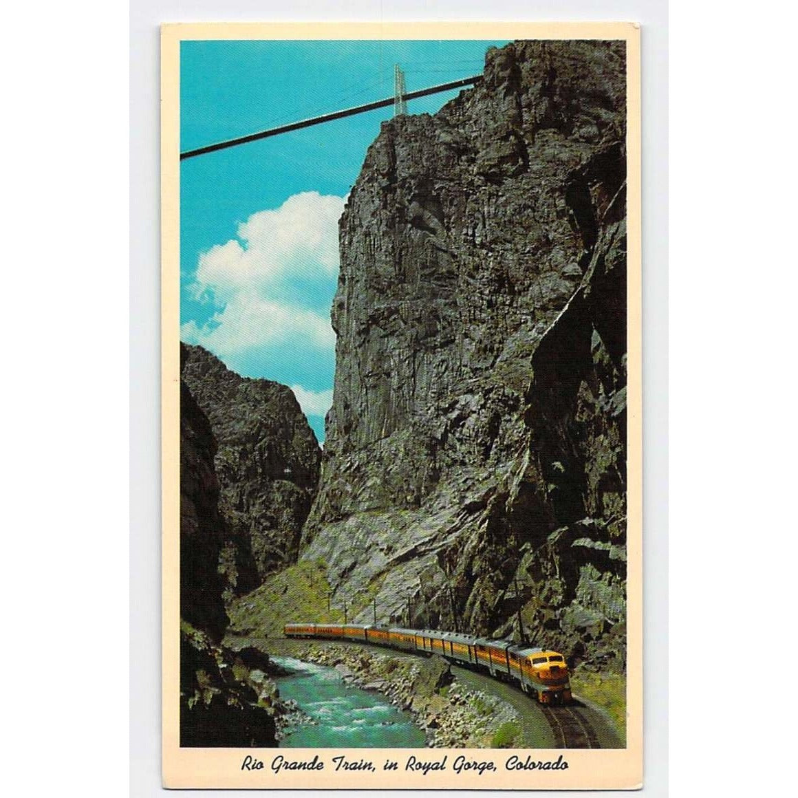 Royal Gorge CO Colorado Rio Grand Train in Gorge Chrome Postcard Used