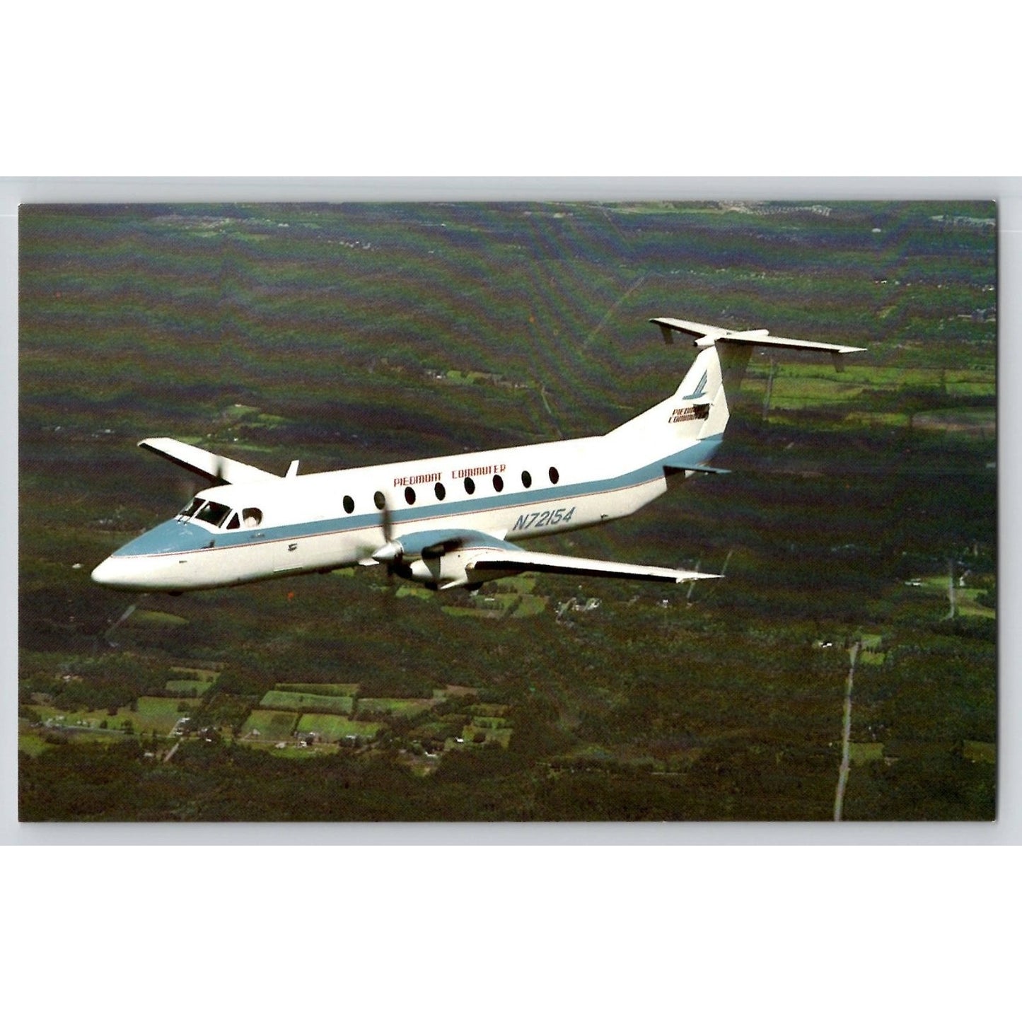 Airplane Piedmont Commuter Beech 1900C Aviation N72154 Chrome Postcard