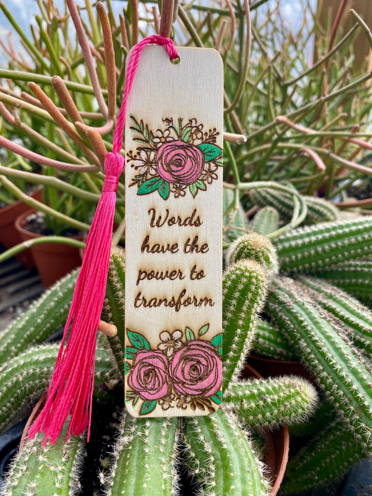 Bookmark Hand Painted Wood Engraved Words Have The Power To Transform