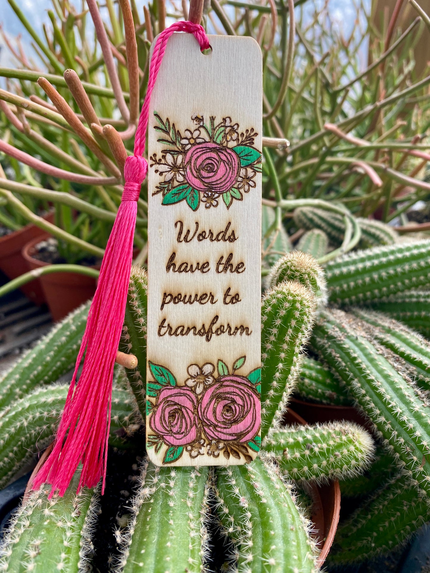 Bookmark Hand Painted Wood Engraved Words Have The Power To Transform