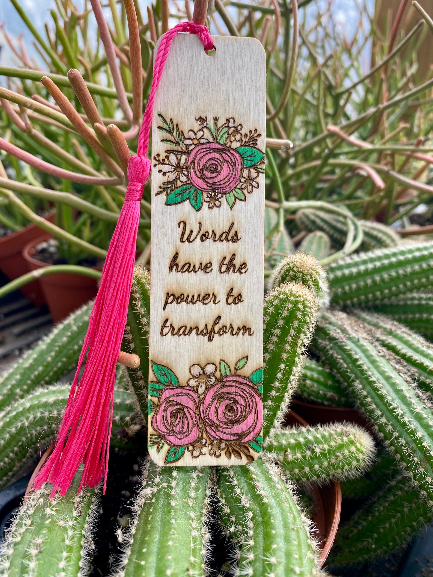 Bookmark Hand Painted Wood Engraved Words Have The Power To Transform