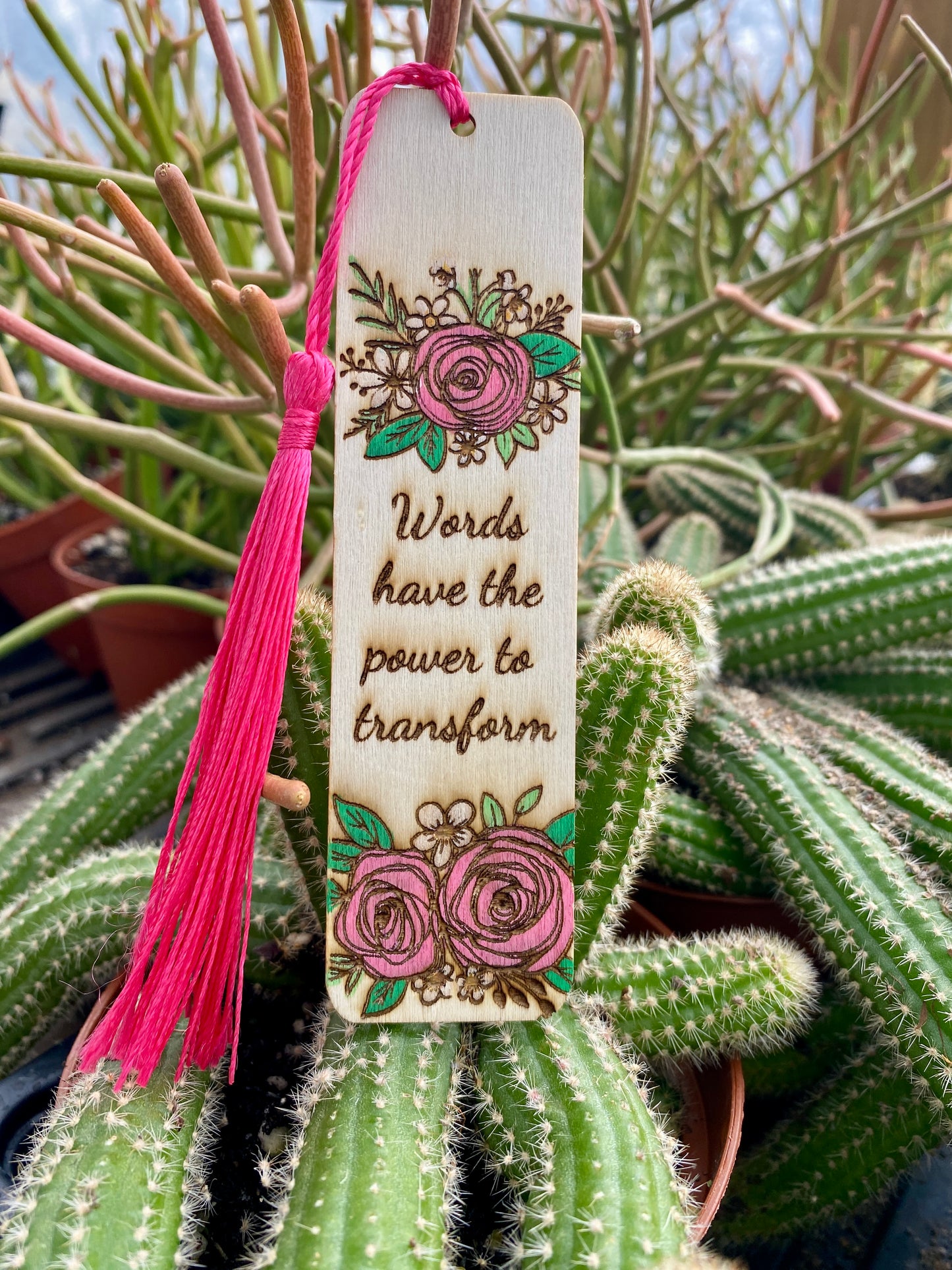 Bookmark Hand Painted Wood Engraved Words Have The Power To Transform