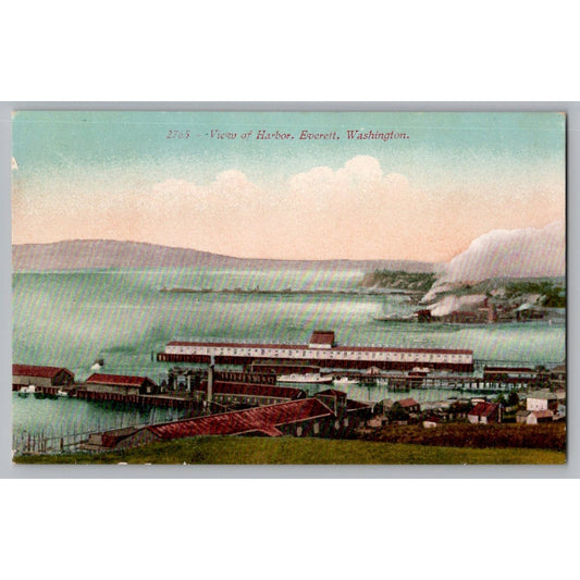 Everett WA Washington Harbor View Divided Back Postcard Edw H Mitchell