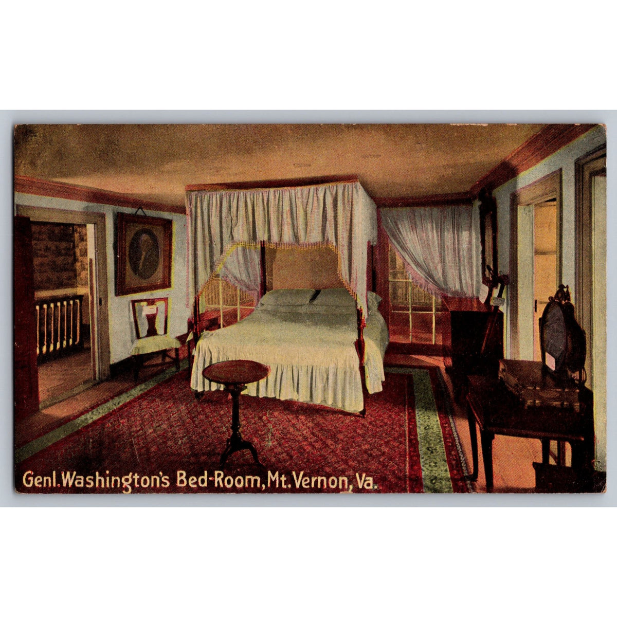 Mt Vernon VA Virginia Gen Washingtons Bed-Room Early 1900s Postcard Unused