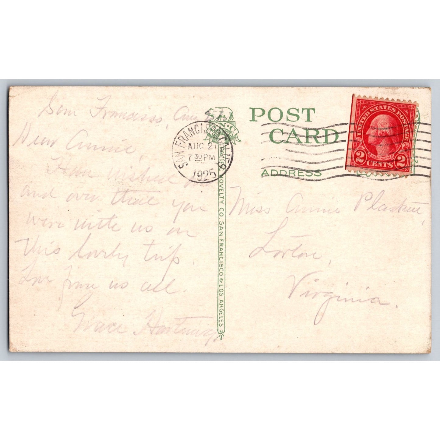 San Francisco CA California Fort Point & Golden 1923 Divided Back Postcard Used