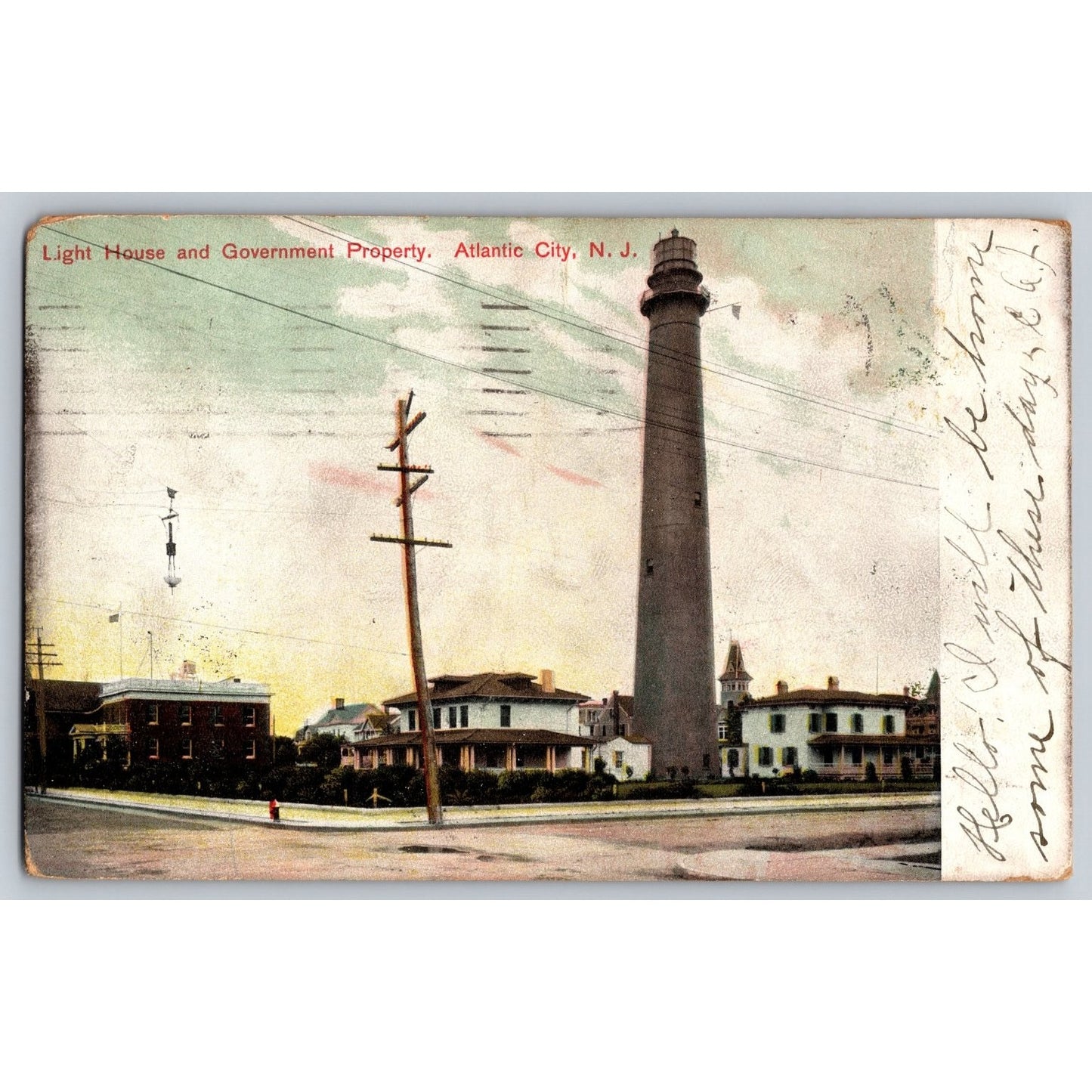 Atlantic City NJ New Jersey Lighthouse 1909 Undivided Back Postcard S Langsdorf