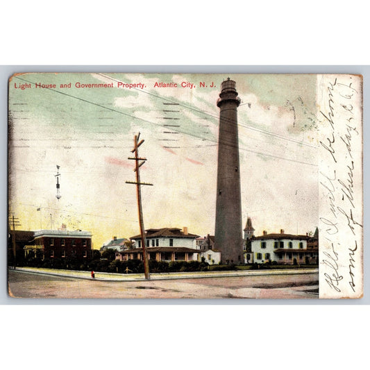 Atlantic City NJ New Jersey Lighthouse 1909 Undivided Back Postcard S Langsdorf