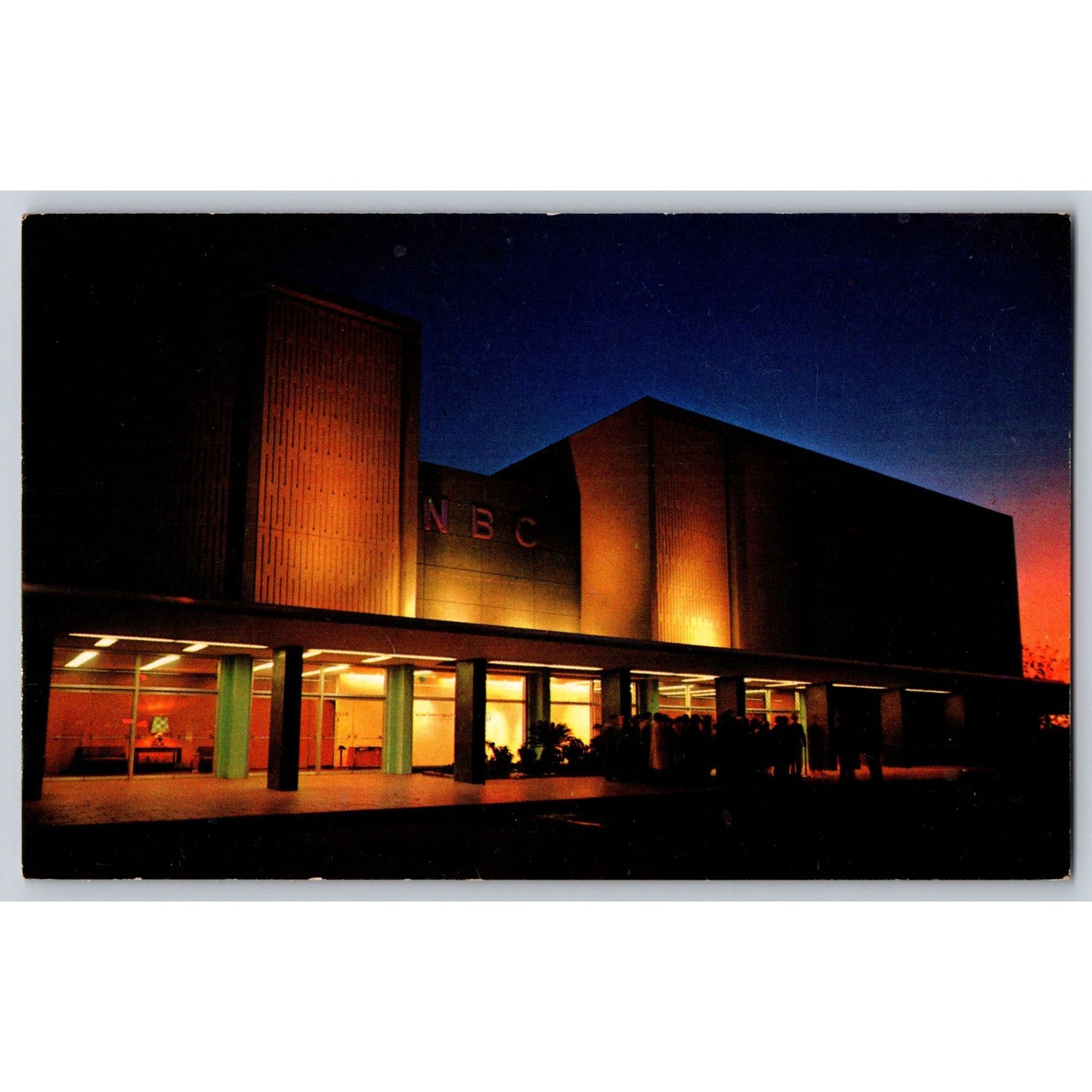Burbank CA California NBC Color Television Studios Night Chrome Postcard Unused
