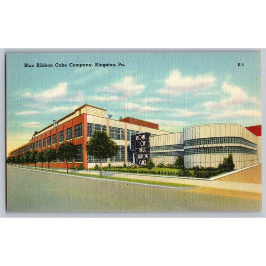 Kingston PA Pennsylvania Blue Ribbon Cake Company Linen Postcard