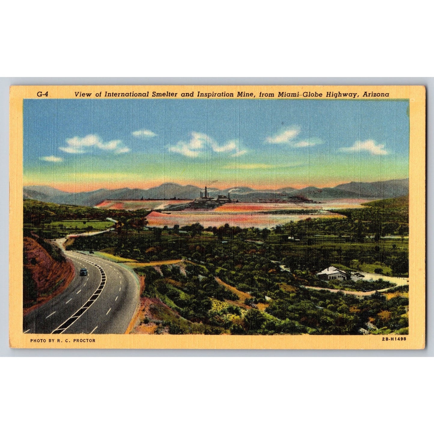 Miami AZ Arizona Globe Miami Highway International Smelter Inspiration Mine Linen Postcard
