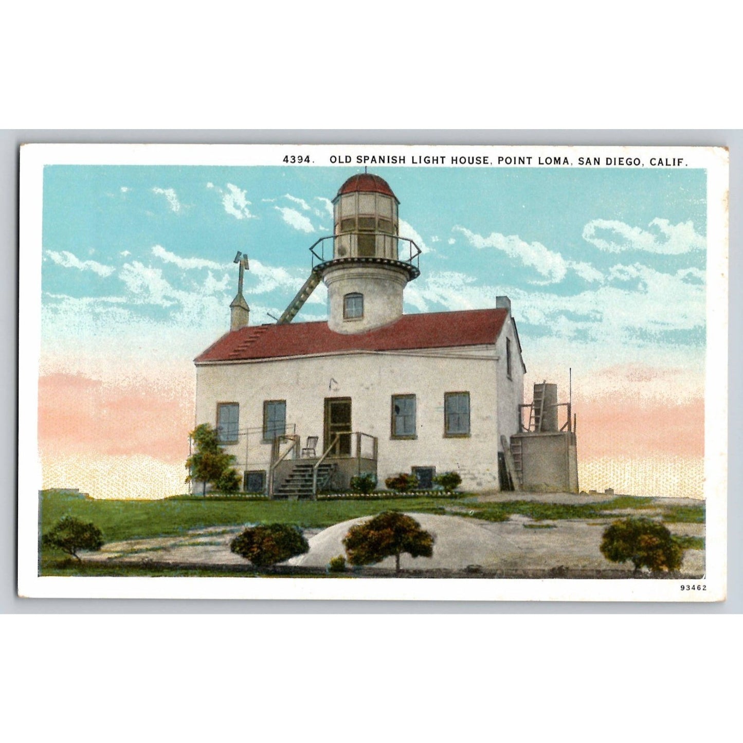 San Dieco CA California Point Loma Old Spanish Lighthouse White Border Postcard