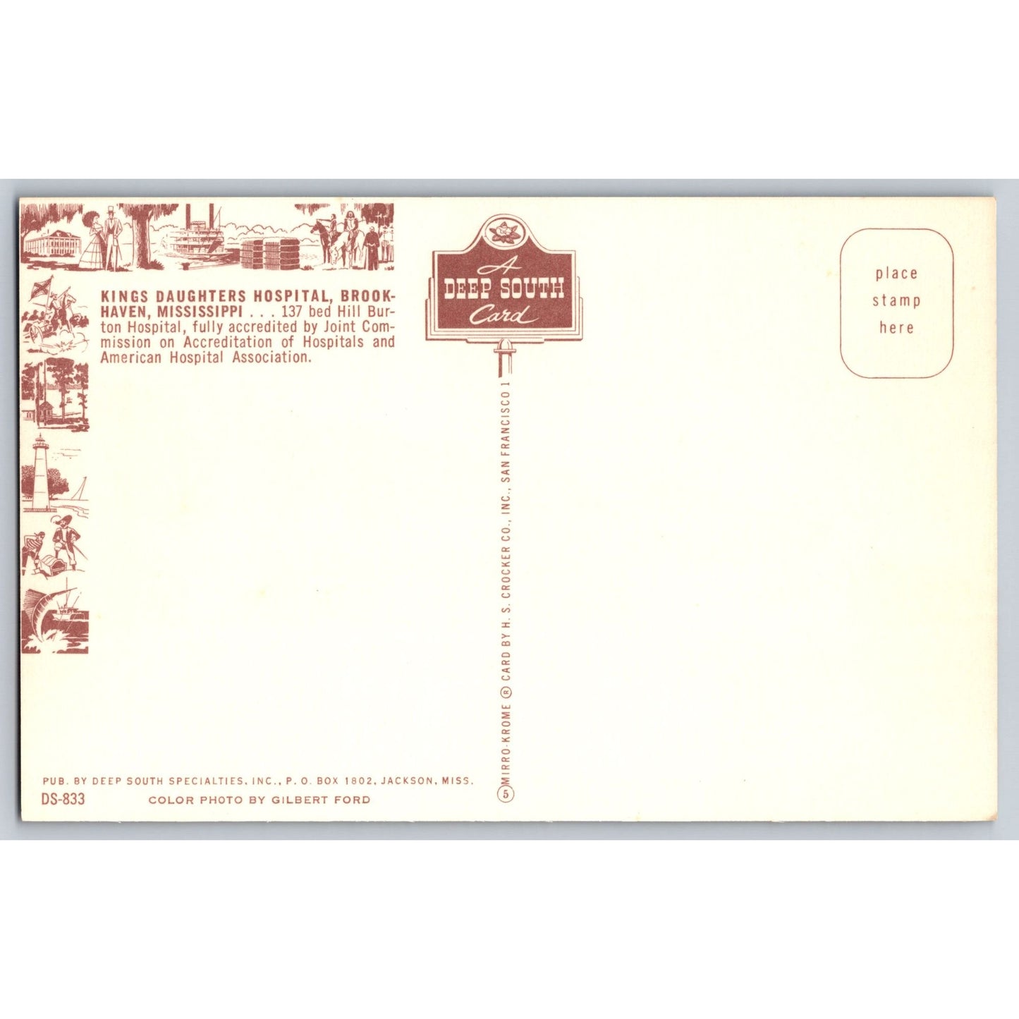 Brookhaven MS Mississippi Kings Daughters Hospital Postcard Gilbert Ford