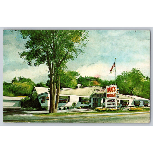 Meredith NH New Hampshire Hart's Turkey Farm Restaurant Illustrated Postcard