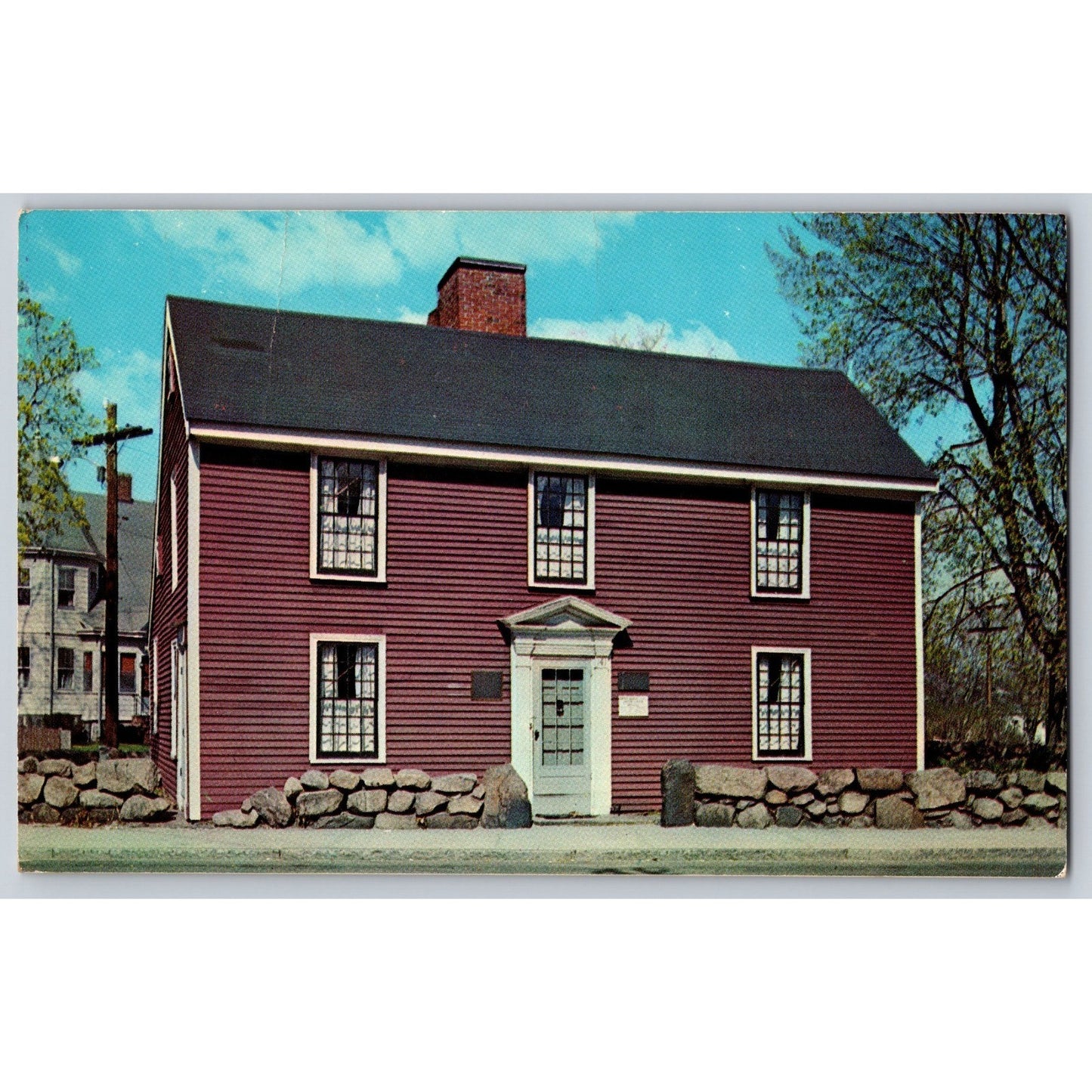 Quincy MA Massachusetts John Quincy Adams Birthplace 1950s Chrome Postcard