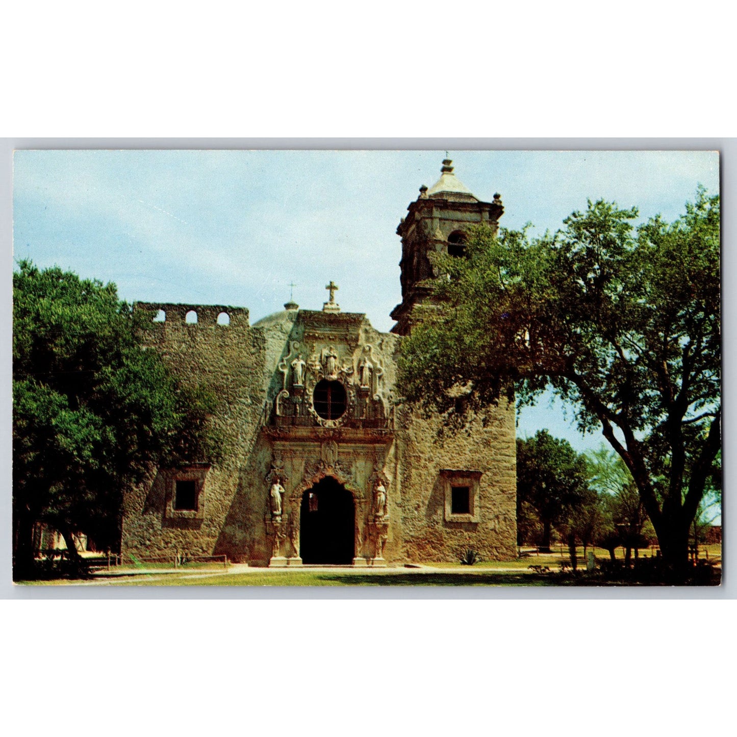 San Antonio TX San Jose Mission South Window 1970s Chrome Postcard Unused