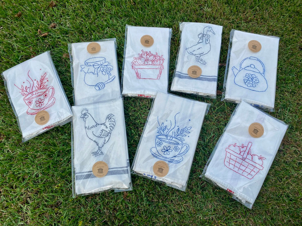 Hand Embroidered Flour Sack Dish Cloth