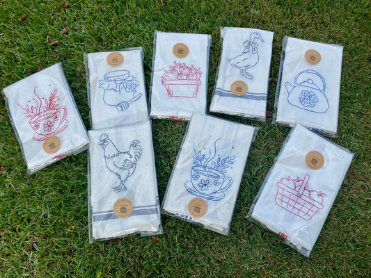 Hand Embroidered Flour Sack Dish Cloth