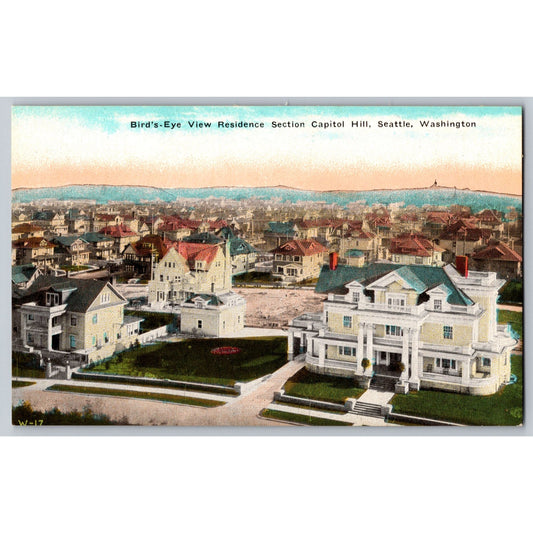 Seattle WA Washington Capitol Hill Birds-Eye View Residence Divided Back Postcard