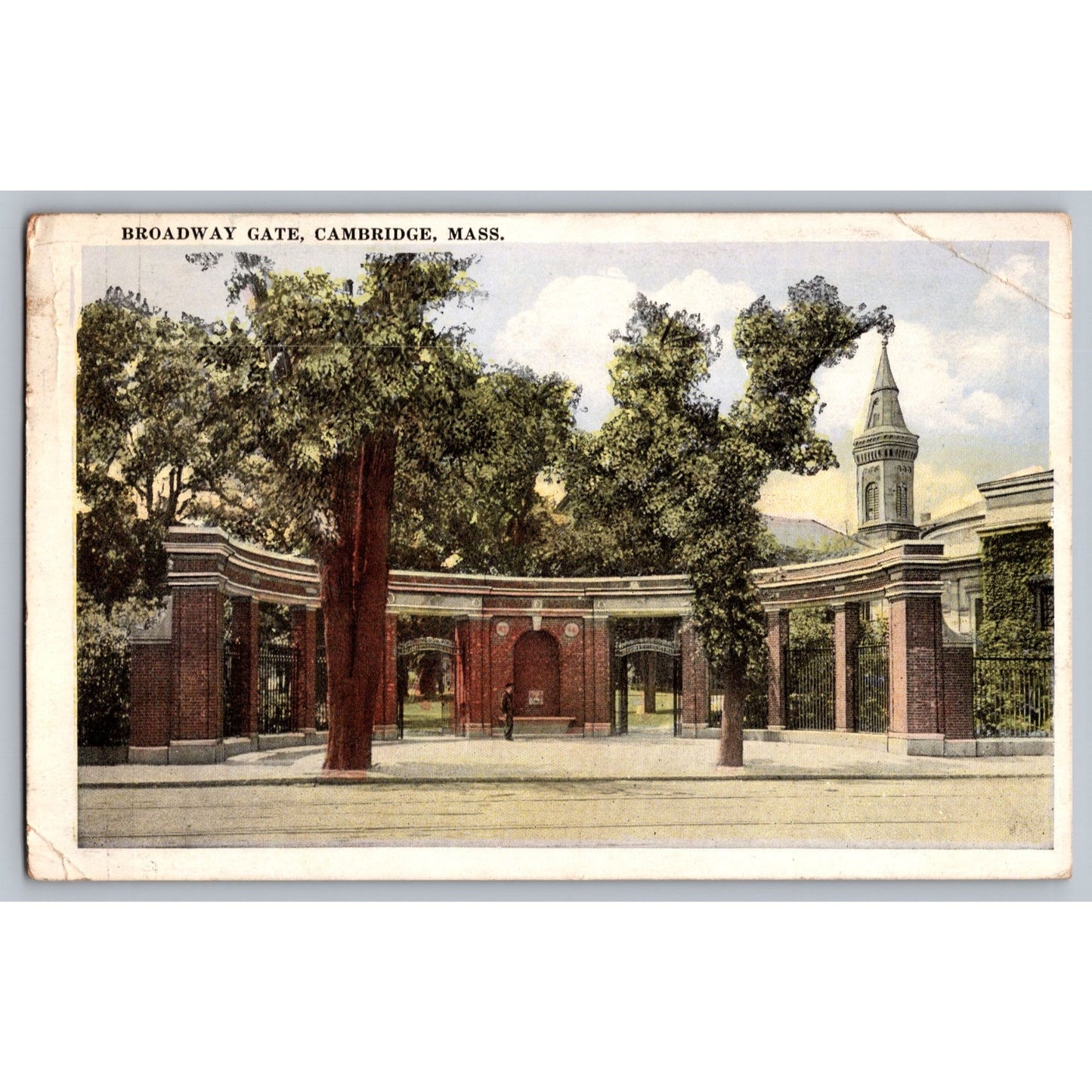 Cambridge MA Massachusetts Broadway Gate Divided Back Postcard Used 1923