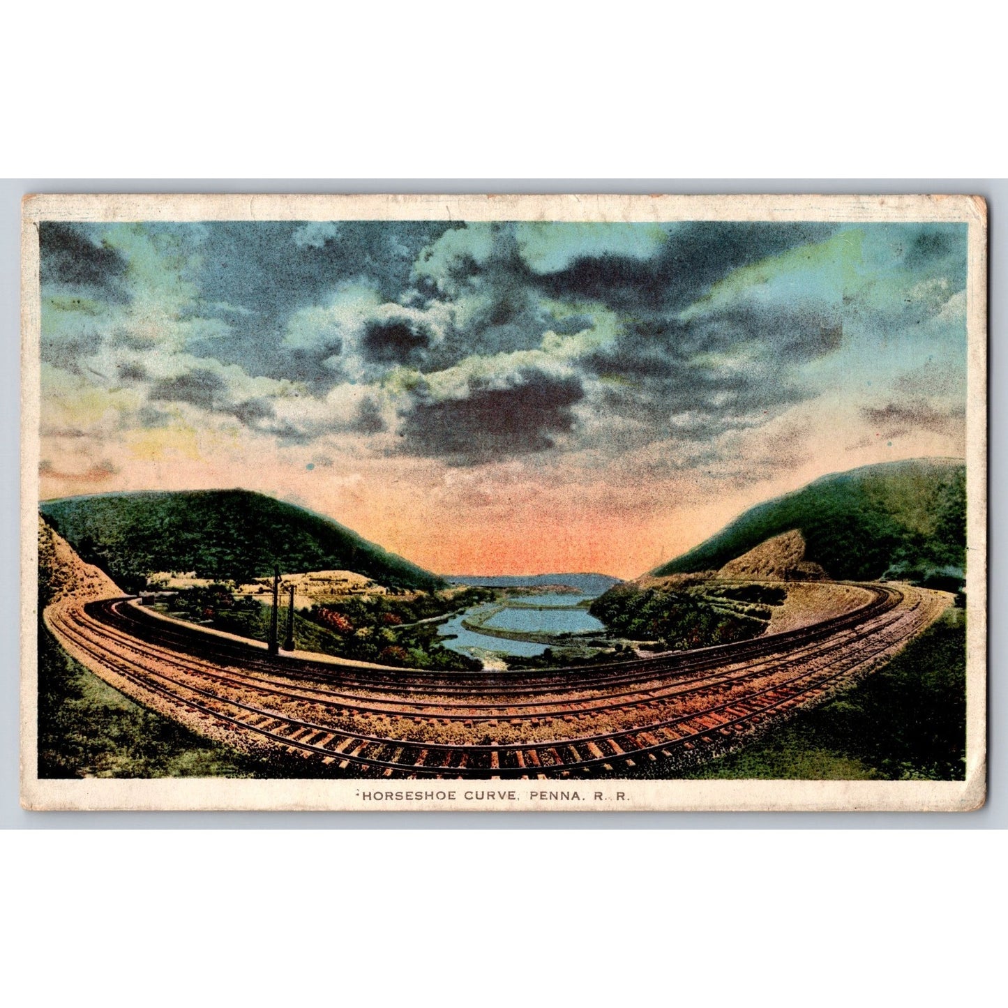 Alatoona PA Pennsylvania Railroad Horseshoe Curve 1915 White Border Postcard