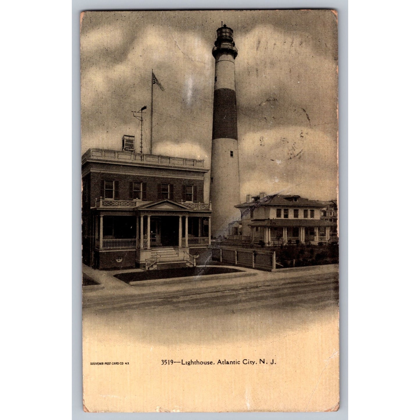 Atlantic City NJ New Jersey Lighthouse 1907 Divided Back Postcard Used