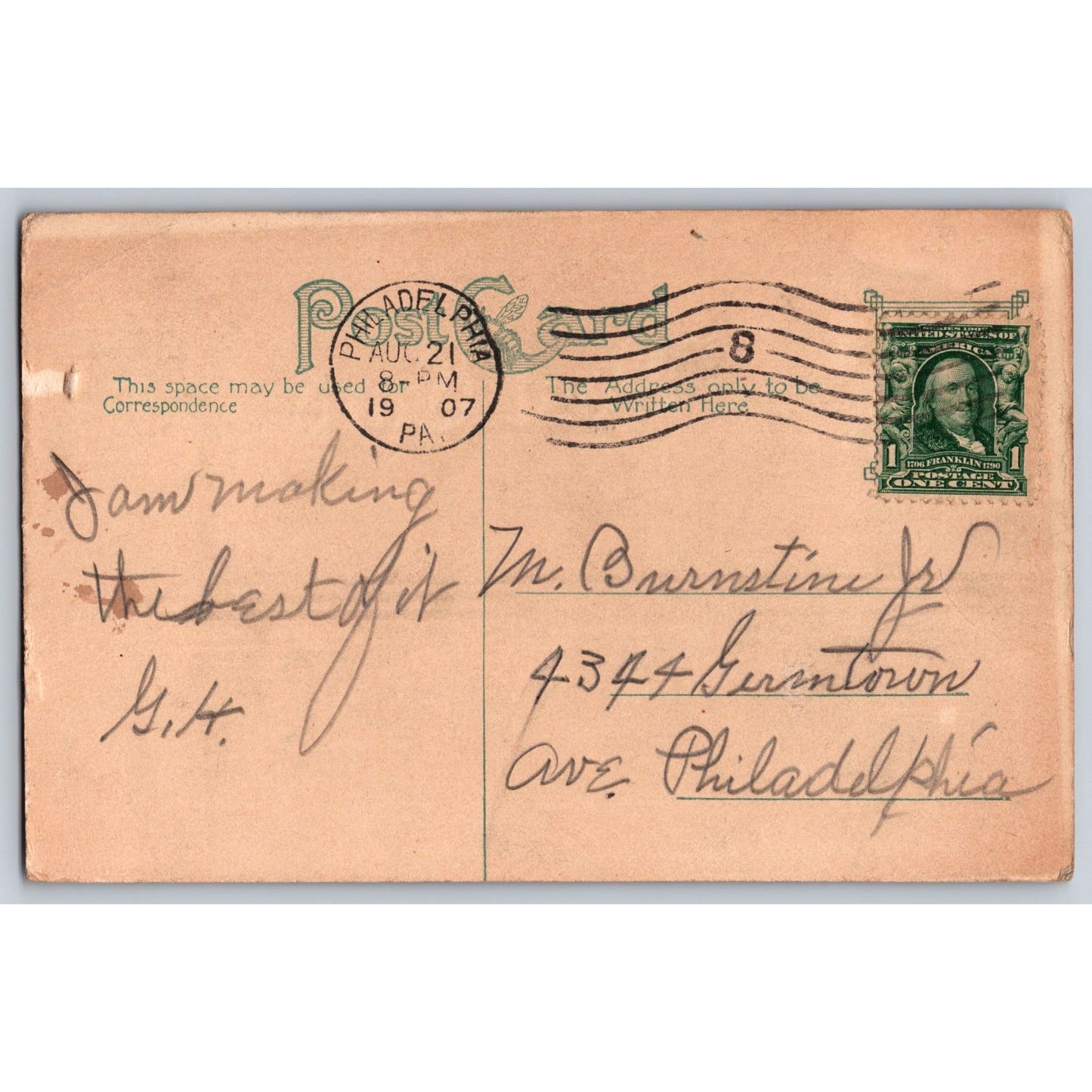 Atlantic City NJ New Jersey Lighthouse 1907 Divided Back Postcard Used