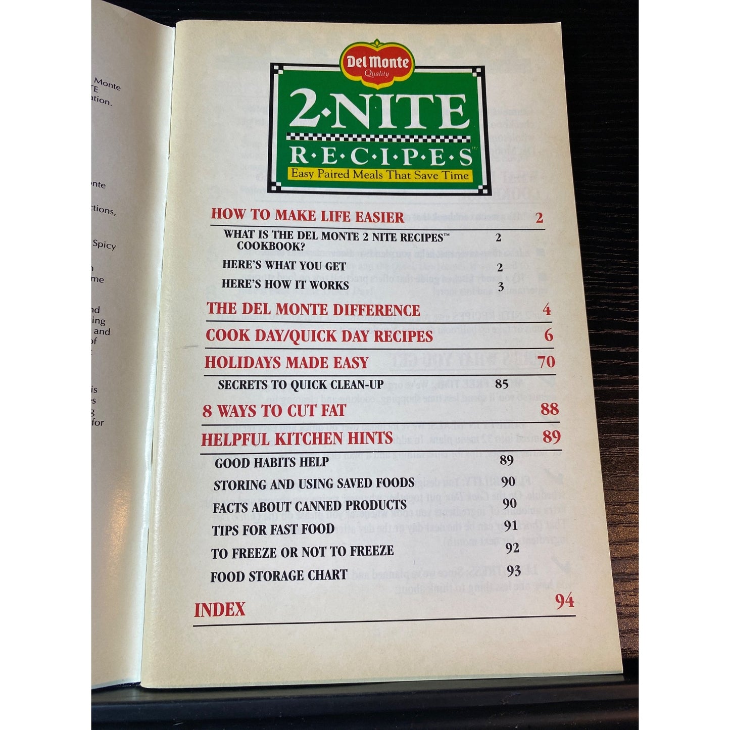 Best Recipes Del Monte 2-Nite Cookbook Booklet DEc 1994 Meals That Save Time