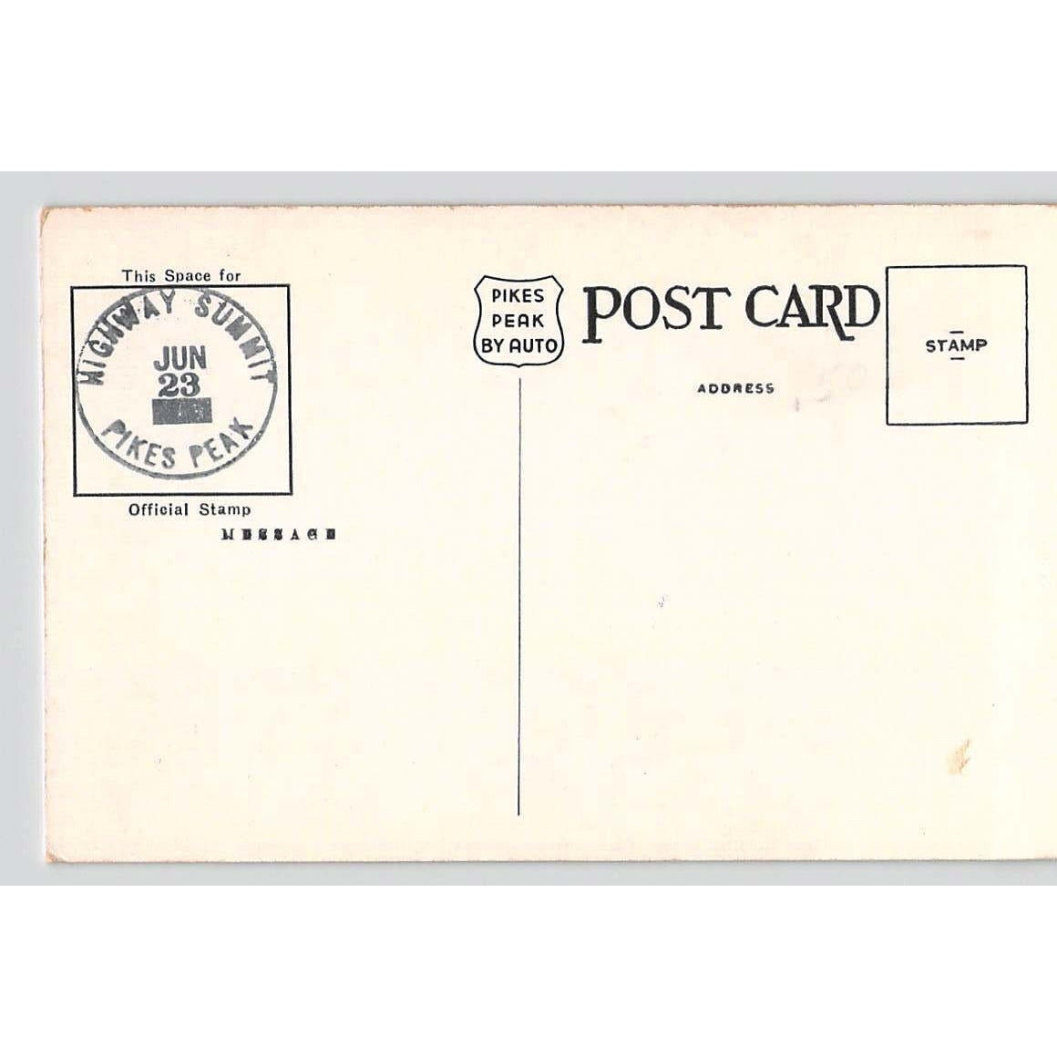 Pike's Peak CO Colorado Summit House Stamp 1930s White Border Postcard Unused