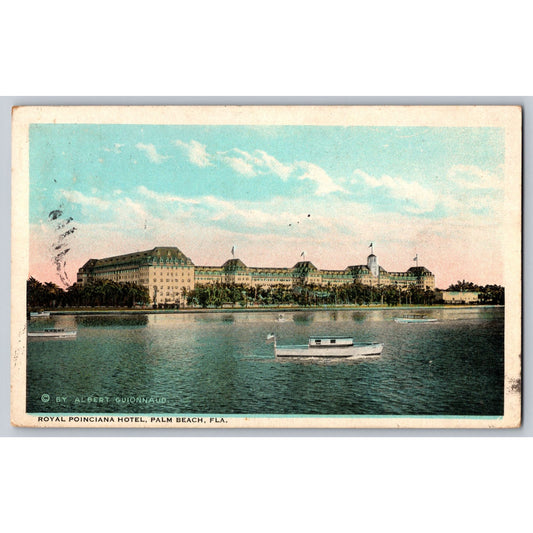 Palm Beach FL Florida Royal Poinciana Hotel Scenic View White Border Postcard Albert Guionnaud
