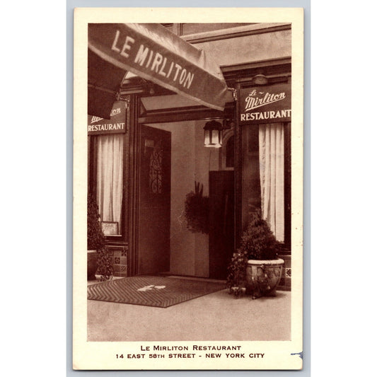 RPPC New York City NY Le Mirliton Restaurant Real Photo Postcard Unused