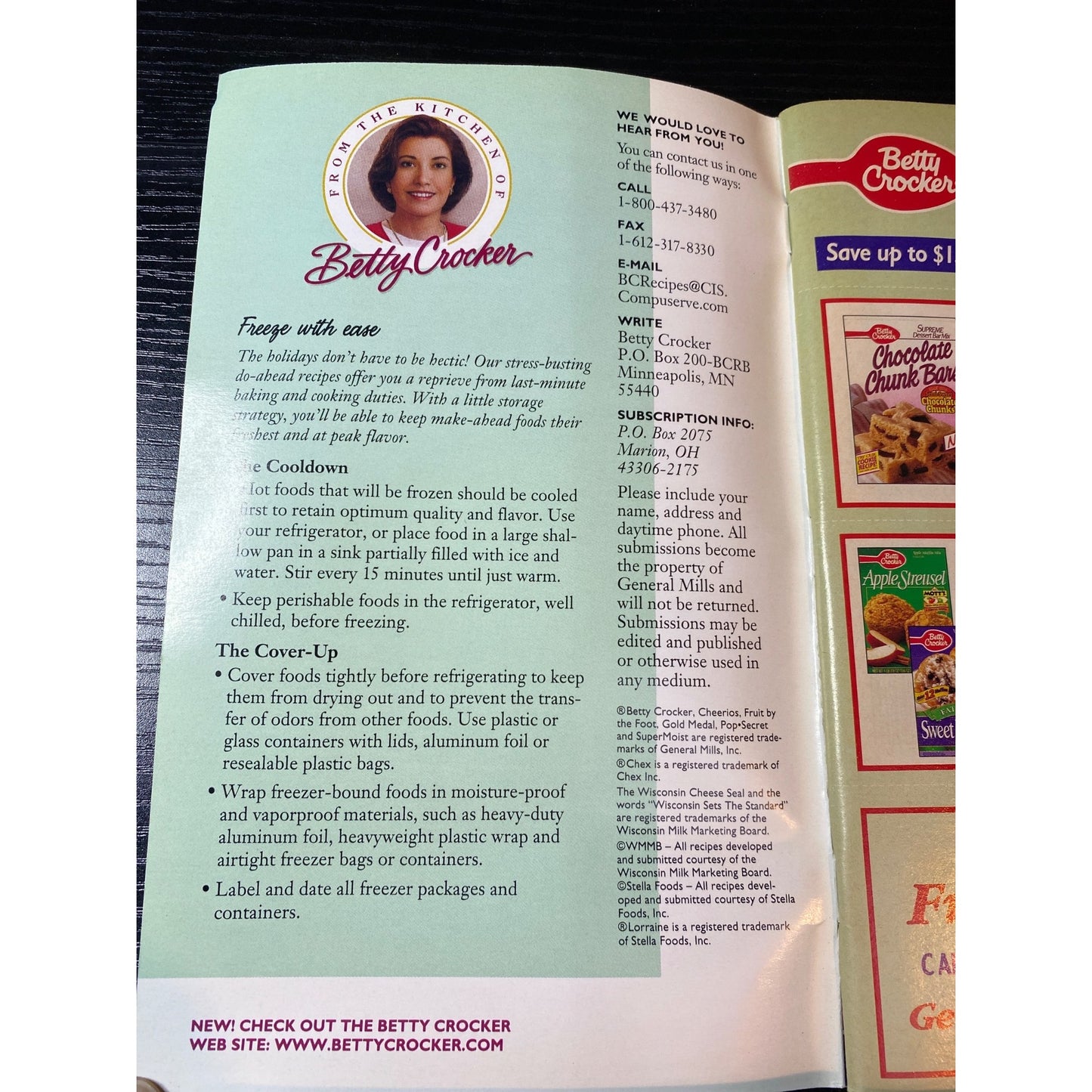 Betty Crocker Do-Ahead Holiday Cookbook Booklet December 1997 Recipes & Menus