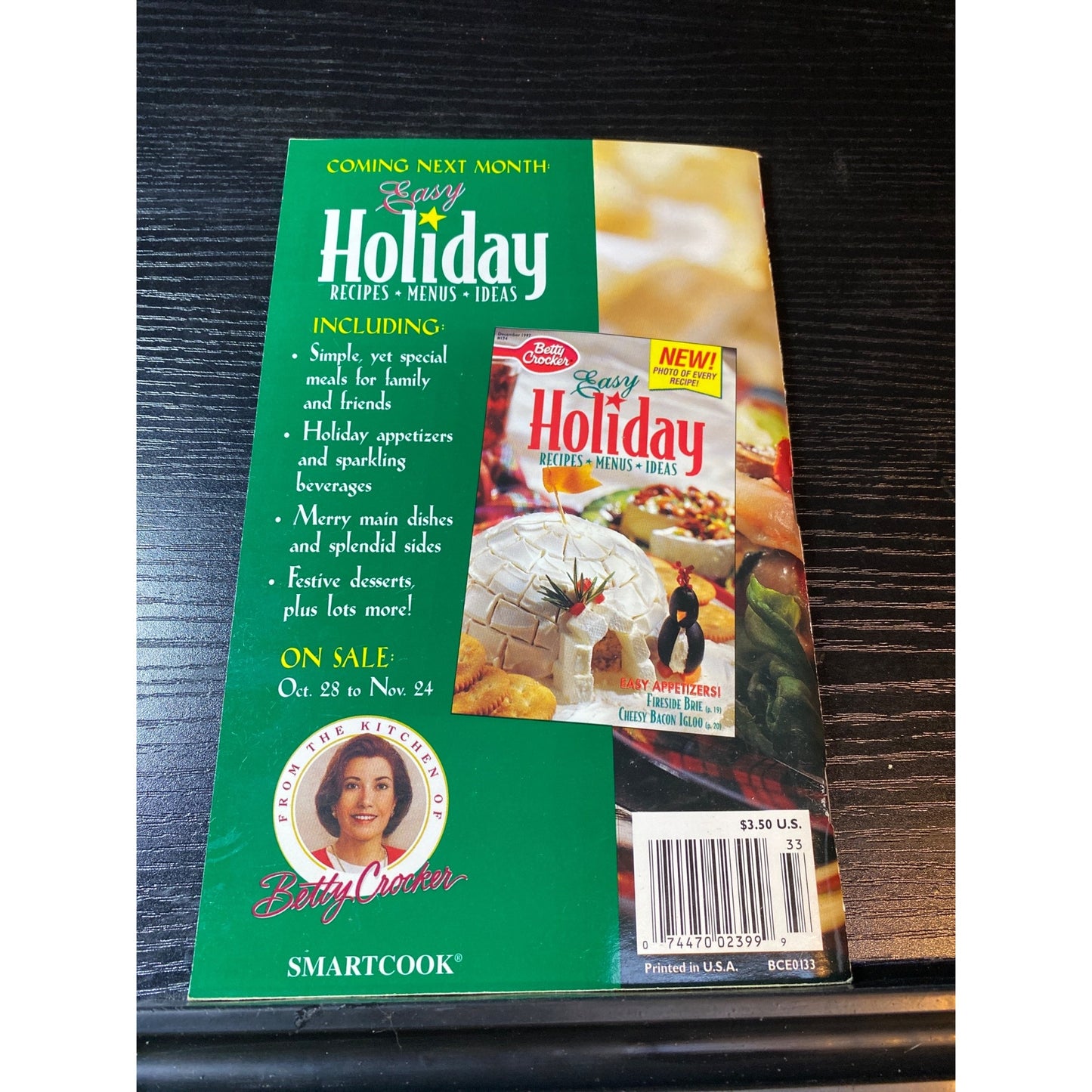 Betty Crocker Do-Ahead Holiday Cookbook Booklet December 1997 Recipes & Menus