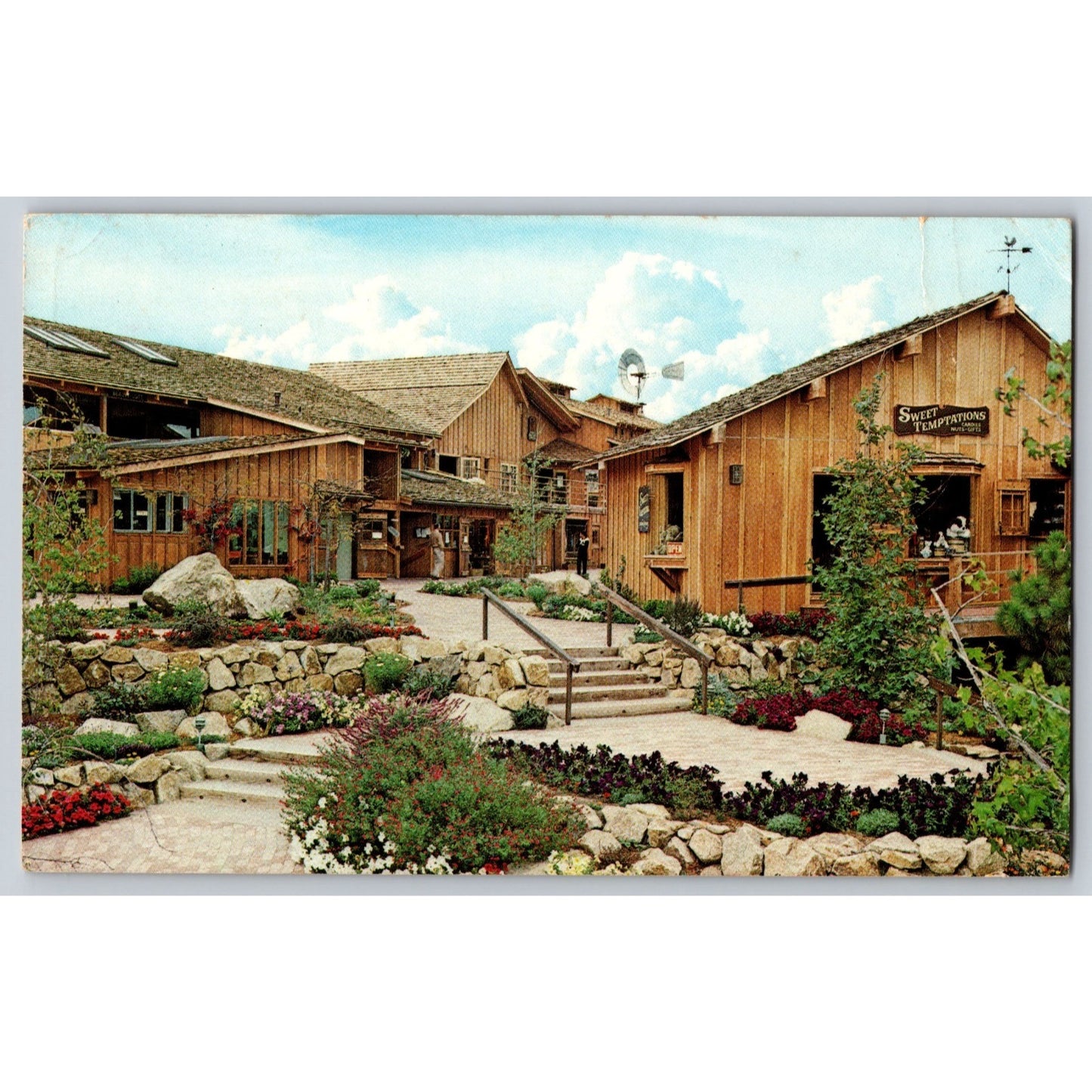 Carmel CA California The Barnyard Restaurant Outdoor Dining Chrome Postcard Used