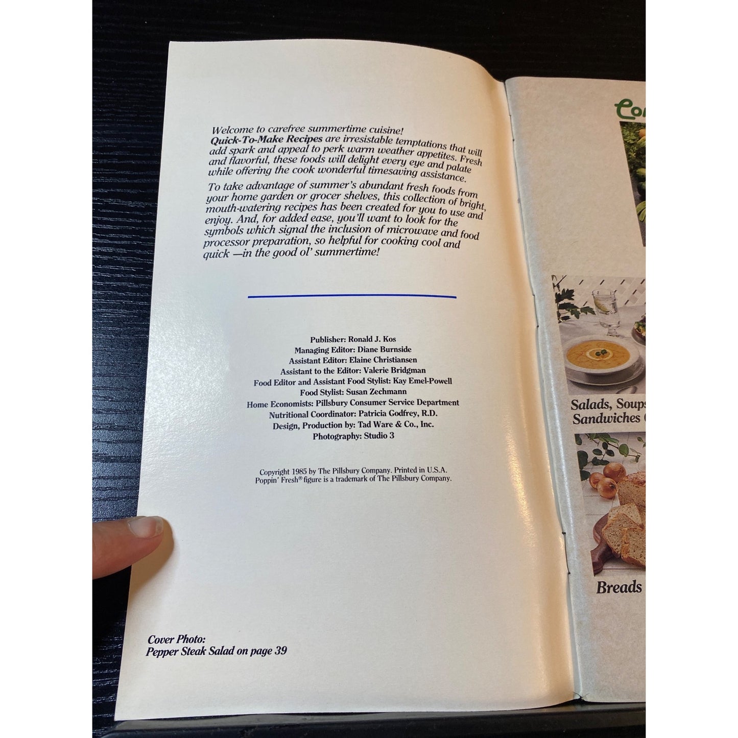 Pillsbury Quick To Make Recipes Cookbook Booklet 1985 Carefree Cooking Summer