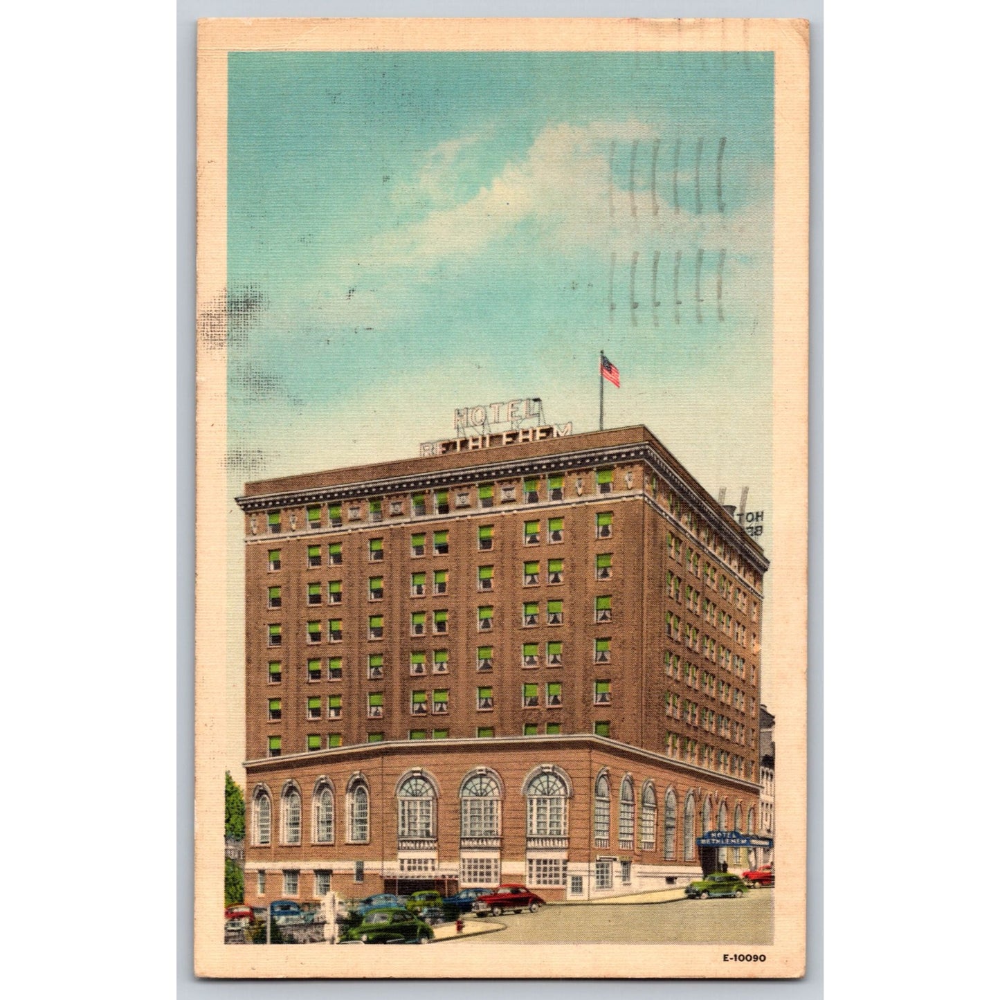 Bethlehem PA Pennsylvania Hotel Bethlehem White Border Postcard Used 1956