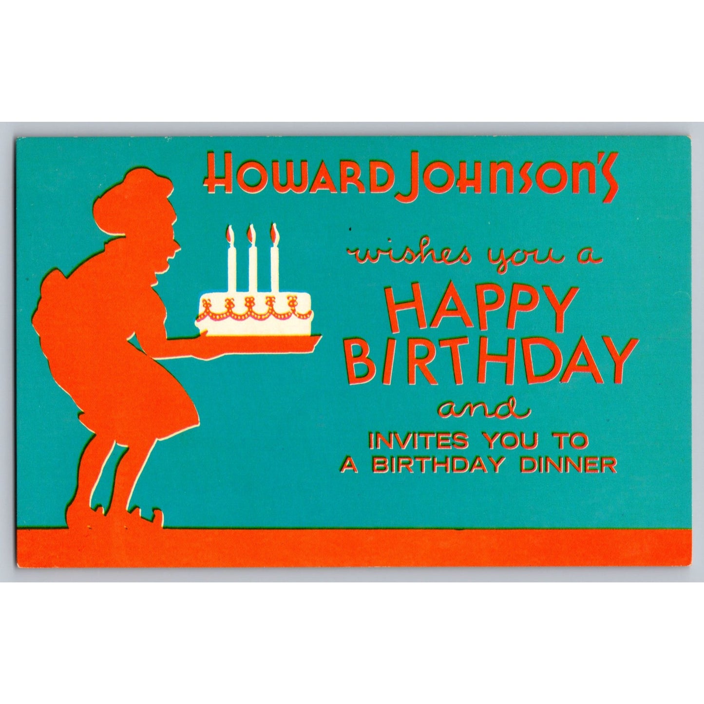 Howard Johnsons Hotel Birthday Card Club Dinner Invitation Complimentary Postcard