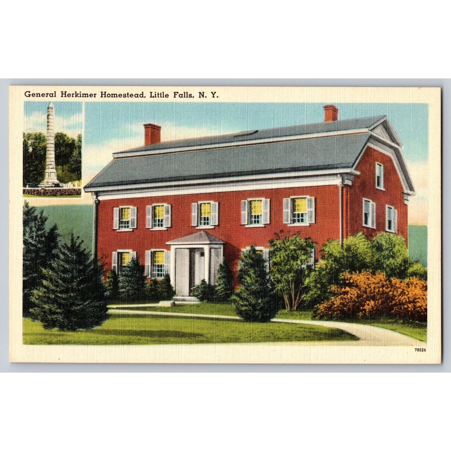 Little Falls NY New York General Herkimer Homestead White Border Postcard Tichnor