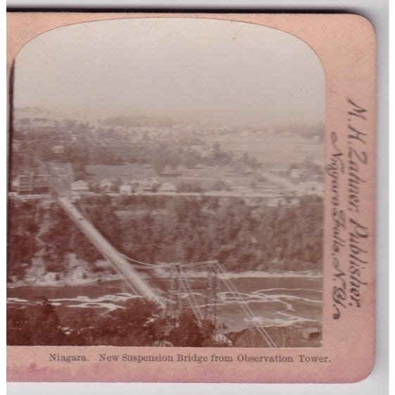 Niagara New Suspension Bridge Stereoview M. Zeller 1900s New York