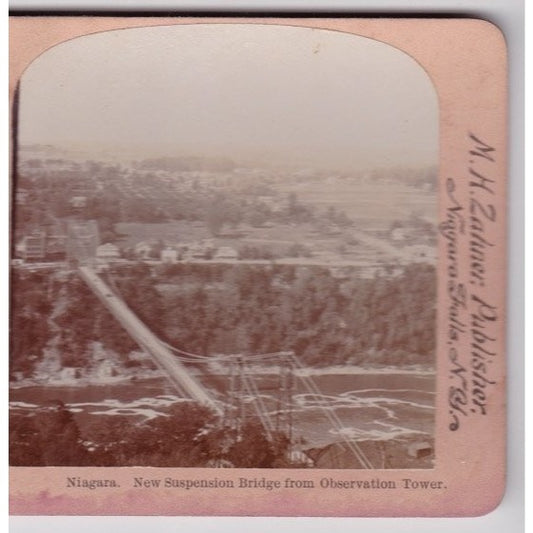 Niagara New Suspension Bridge Stereoview M. Zeller 1900s New York