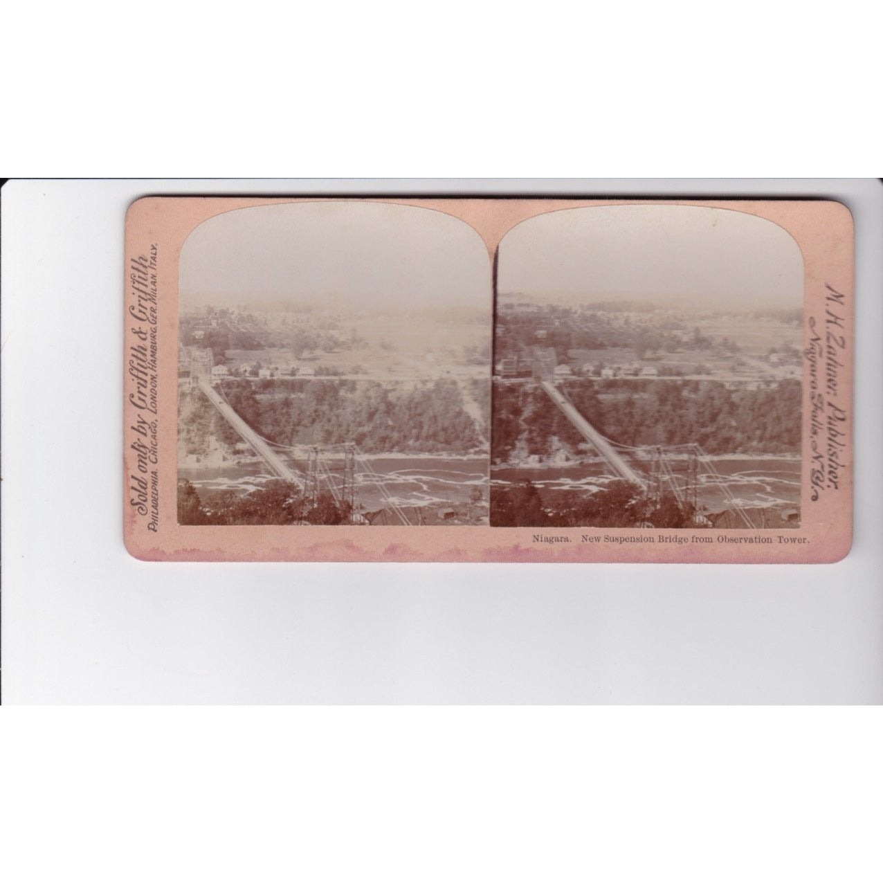 Niagara New Suspension Bridge Stereoview M. Zeller 1900s New York