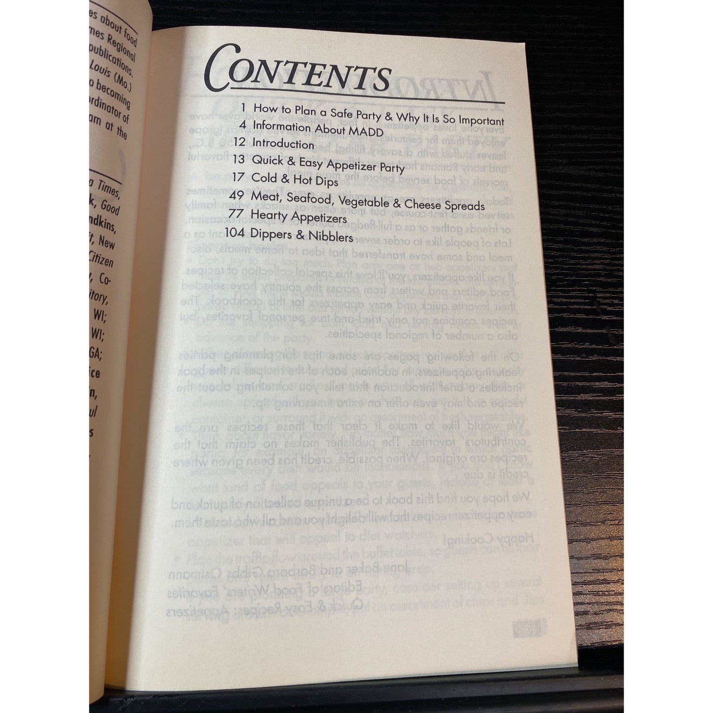 Food Writer's Favorites 1992 Quick & Easy Recipes: Appetizers CookBook Booklet