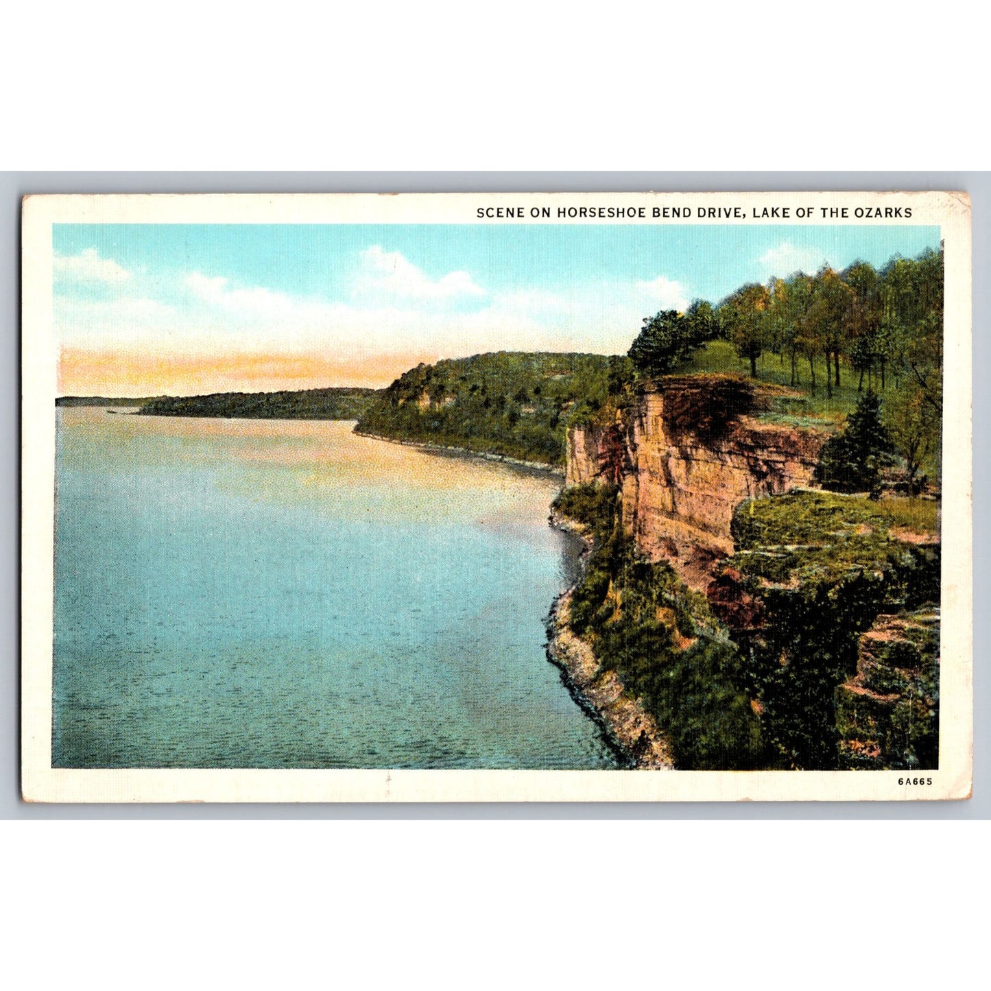 Lake of the Ozarks MO Missouri Horseshoe Bend Drive White Border Postcard Unused