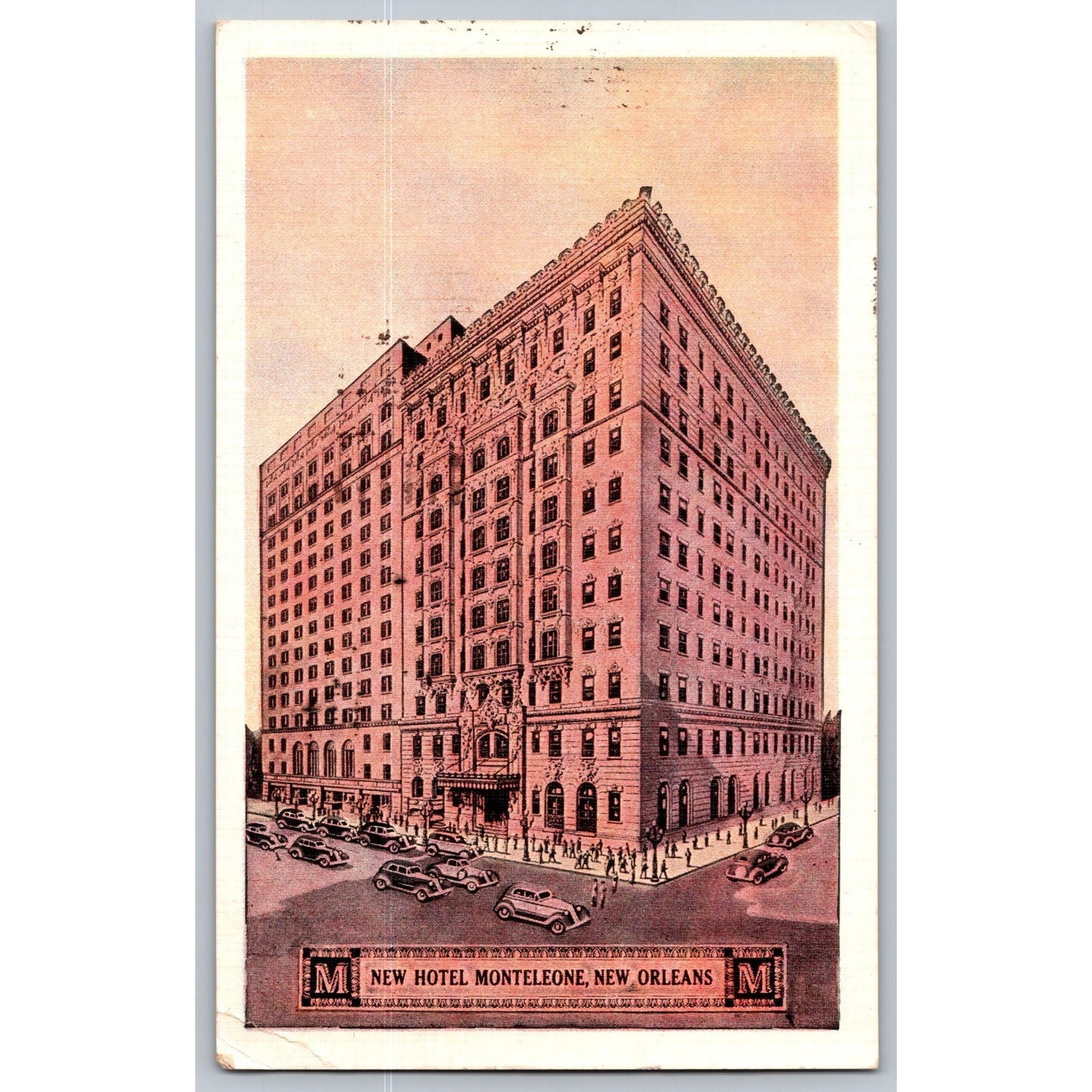 New Orleans LA Louisiana New Hotel Monteleone 1930s White Border Postcard Used