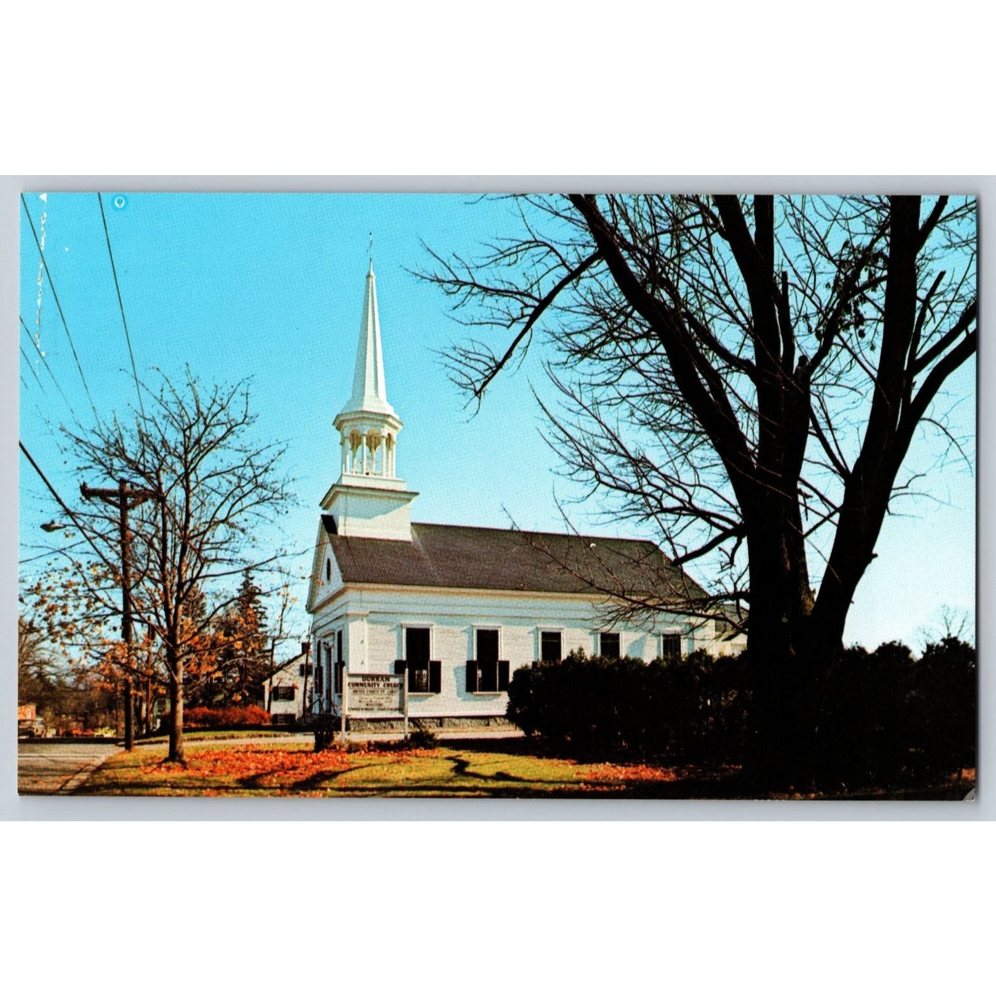Durham NH New Hampshire Community Church Chrome Postcard Unused